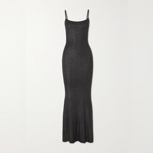 Soft Lounge ribbed stretch-modal maxi slip dress - Onyx Foil